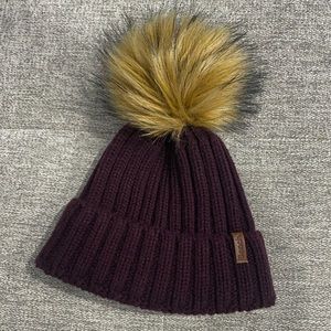 Bench Burgundy Wool Acrylic Winter Pom Pom Kids Hat